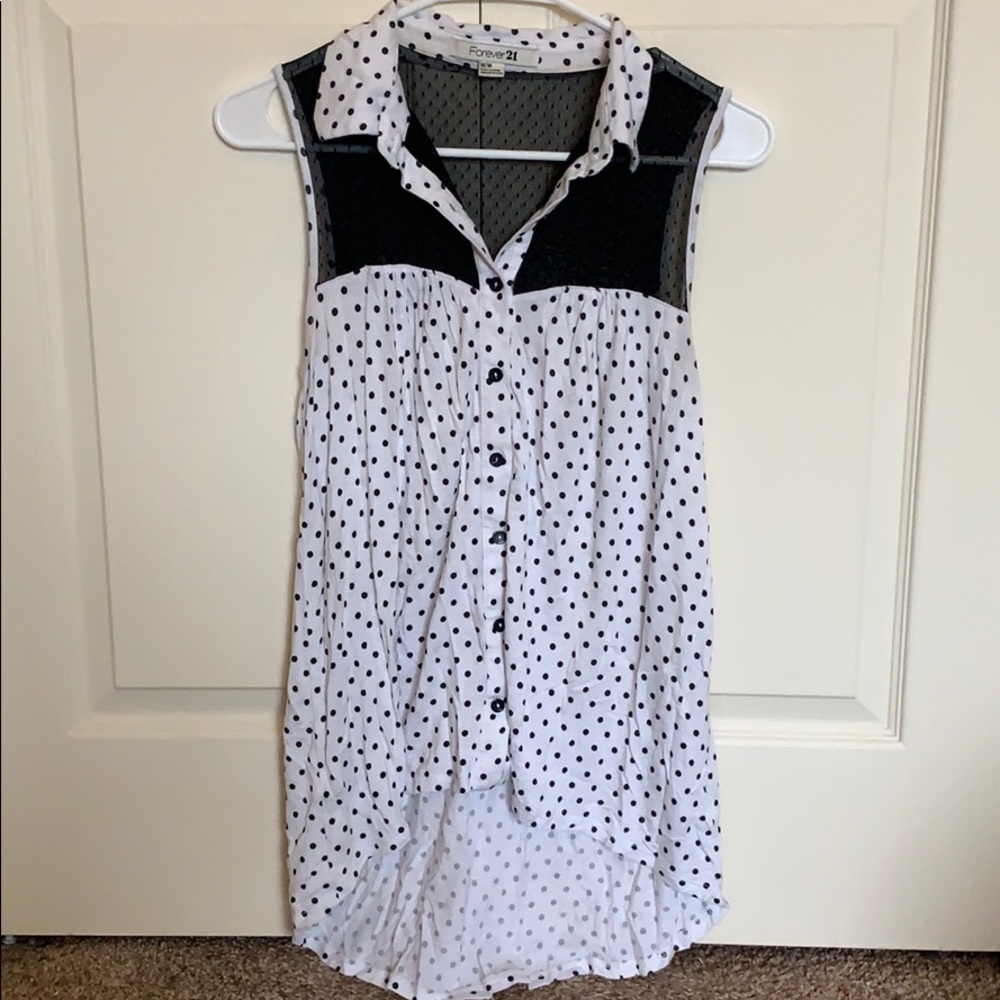 Polka dot high low tank top